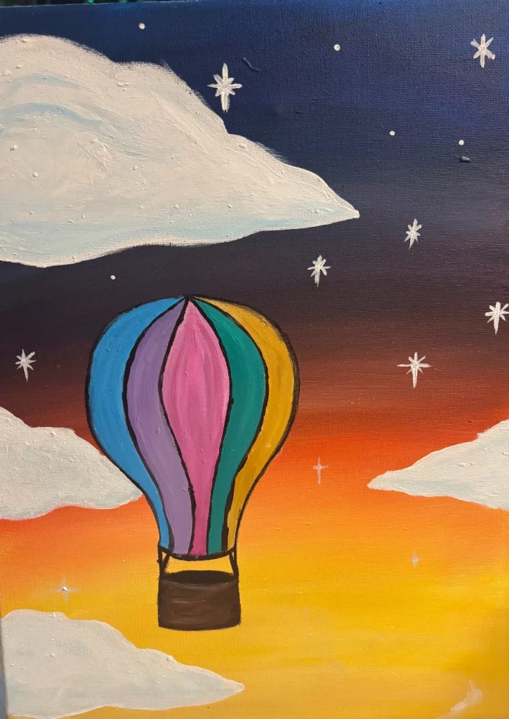 Up up and away hot air balloon painting